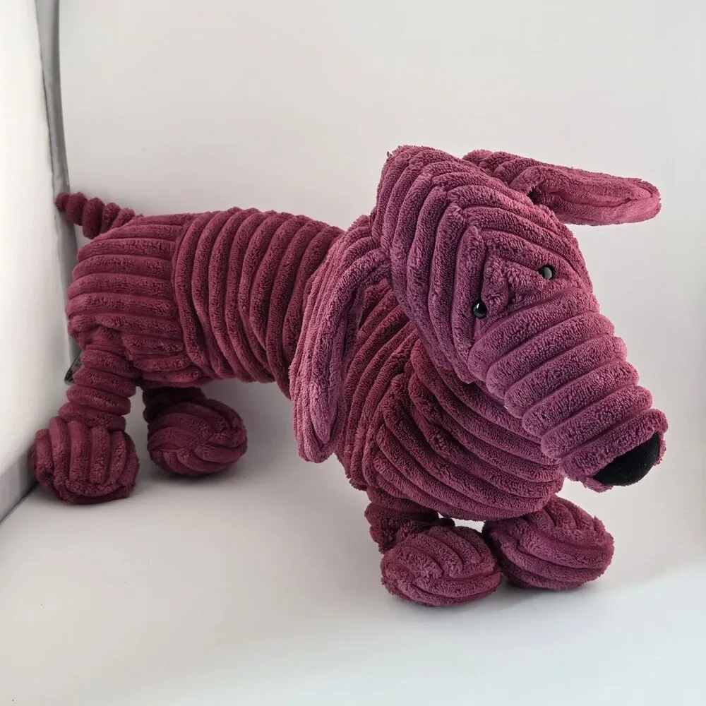 JELLYCAT London Cordy Roy Dachshund Dog Burgundy Plush Animal Toy
